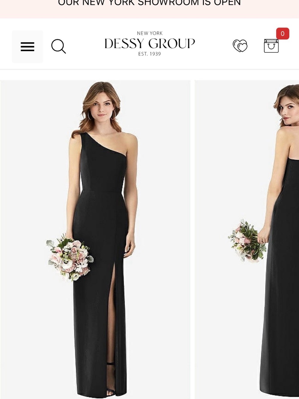 Dessy One-Shoulder Black Evening Gown and Bridesmaid Dress